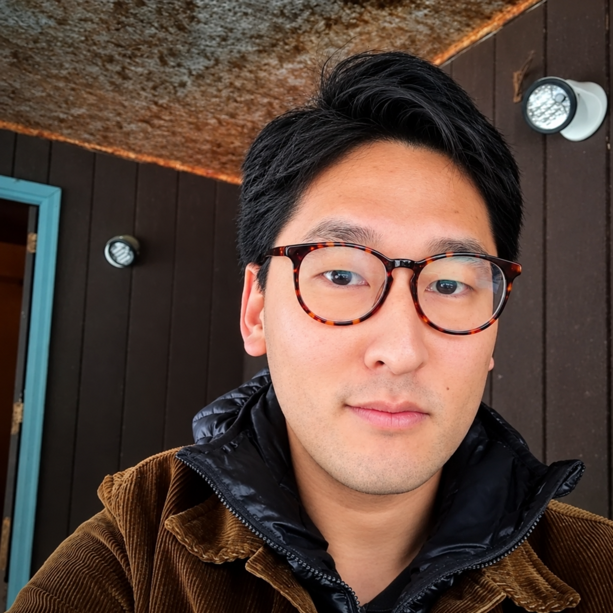 Selfie with cleaner skin, tidy hair and more relaxed expression